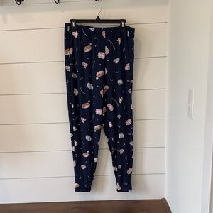 Women's Navy Blue Dog “Ruffin’it” Patterned Pajama Pants Size L